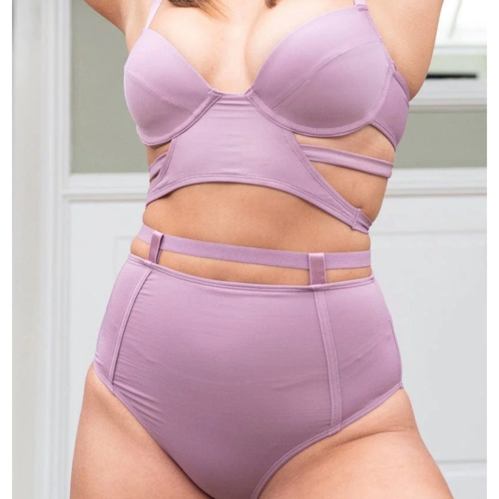 LunaLae Alice Bra Strappy Pole Dance Top Mauve Lavender Dusty Rose